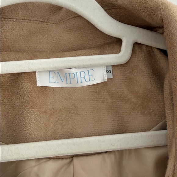 Tan Cropped Belted Trench Jacket – Suede Look, Lined, Size S - Picture 5 of 6